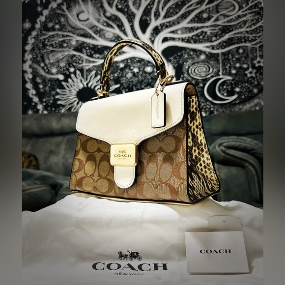 Coach Tan and Cream Women's Satchel - Picture 12 of 17